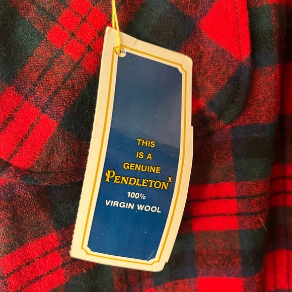 60's Pendleton Red & Green Plaid Wool Button Up Shirt - Picture 5 of 10